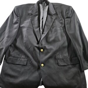 Botany 500 Blazer Mens 48R Black 100% Wool Gold Button Sport Coat Jacket